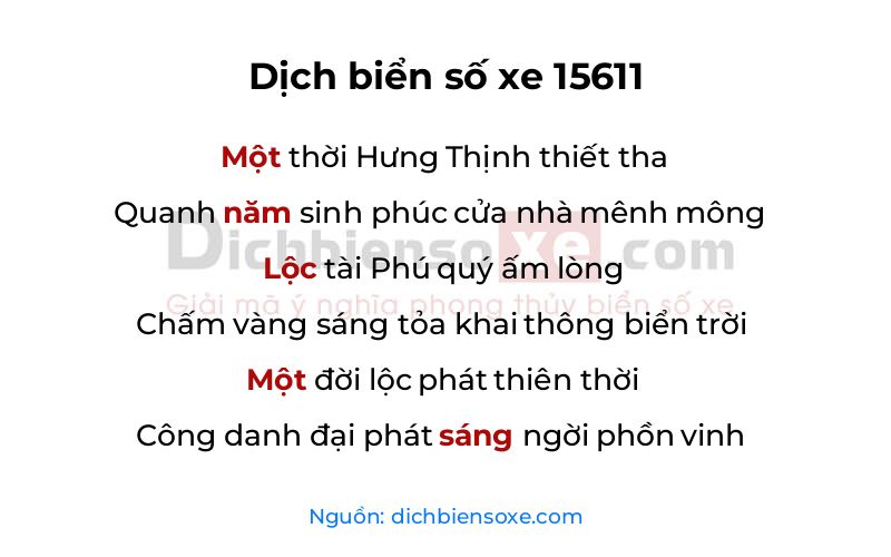 Dịch thơ biển số 15611