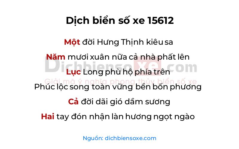 Dịch thơ biển số 15612