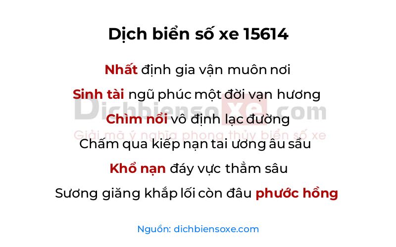 Dịch thơ biển số 15614