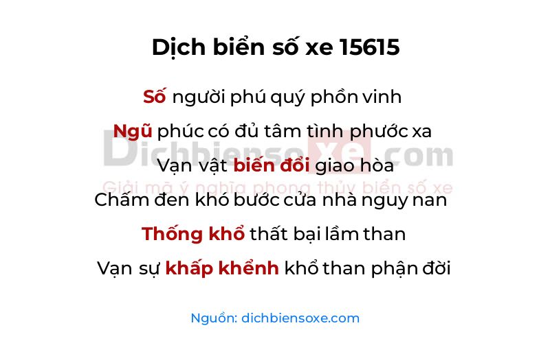 Dịch thơ biển số 15615