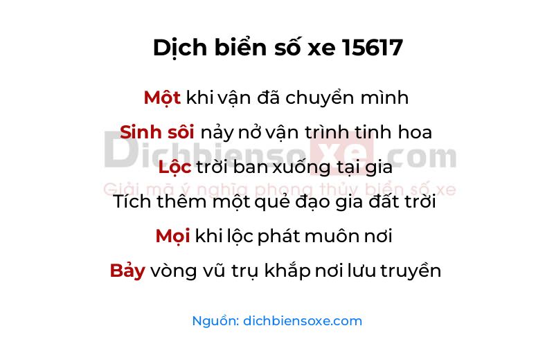 Dịch thơ biển số 15617