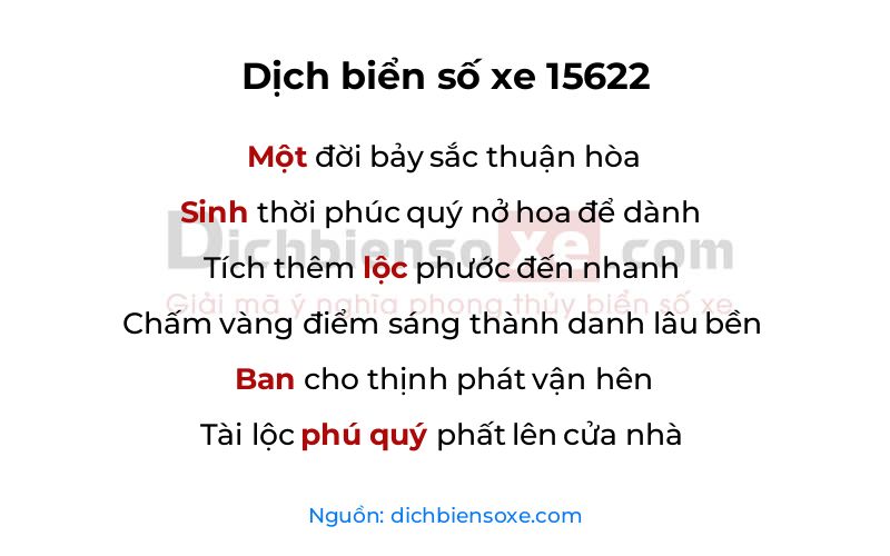 Dịch thơ biển số 15622