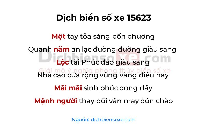 Dịch thơ biển số 15623