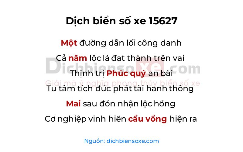 Dịch thơ biển số 15627