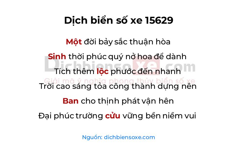 Dịch thơ biển số 15629