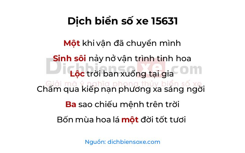Dịch thơ biển số 15631