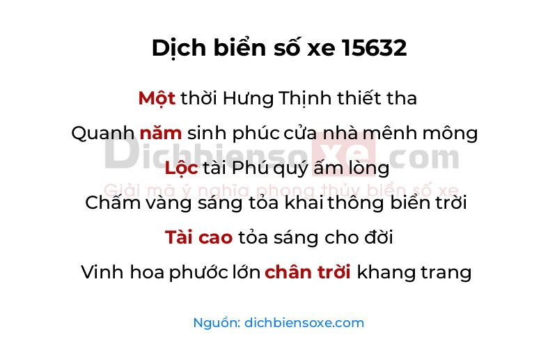 Dịch thơ biển số 15632