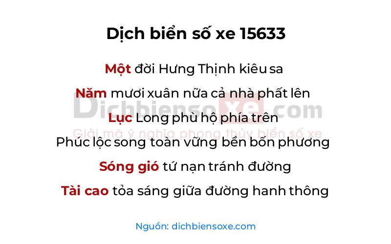 Dịch thơ biển số 15633