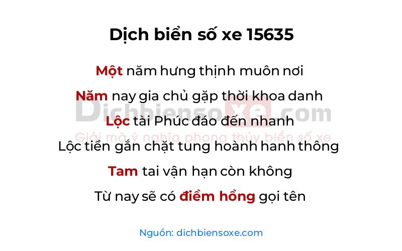 Dịch thơ biển số 15635