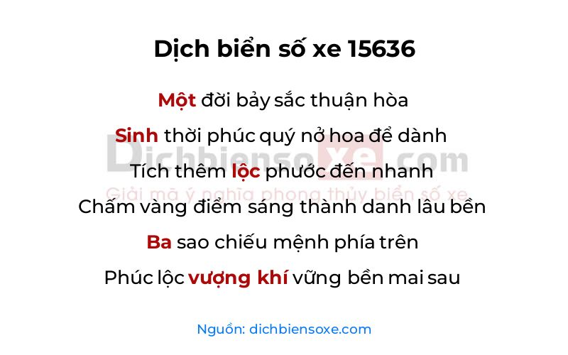 Dịch thơ biển số 15636
