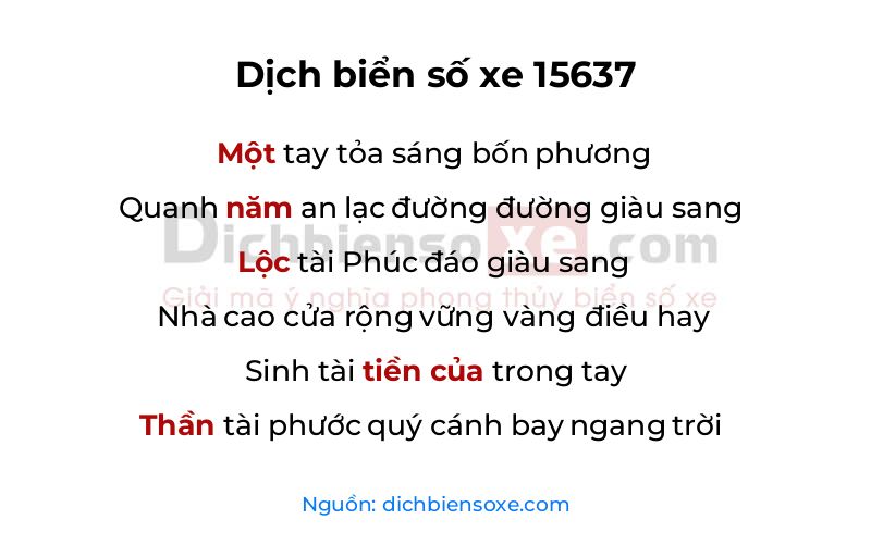 Dịch thơ biển số 15637