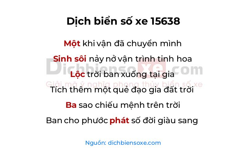 Dịch thơ biển số 15638