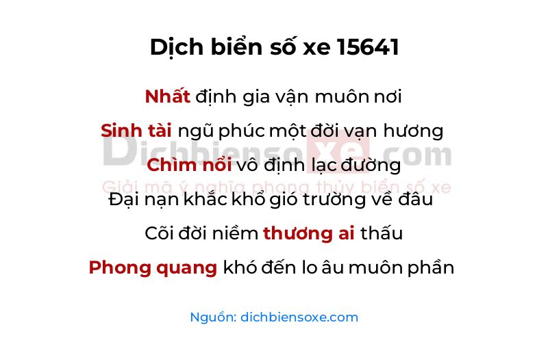 Dịch thơ biển số 15641