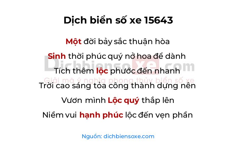 Dịch thơ biển số 15643