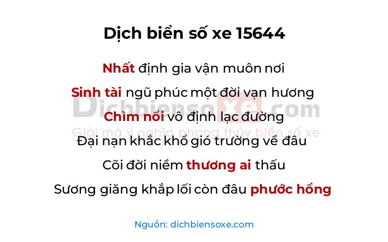 Dịch thơ biển số 15644