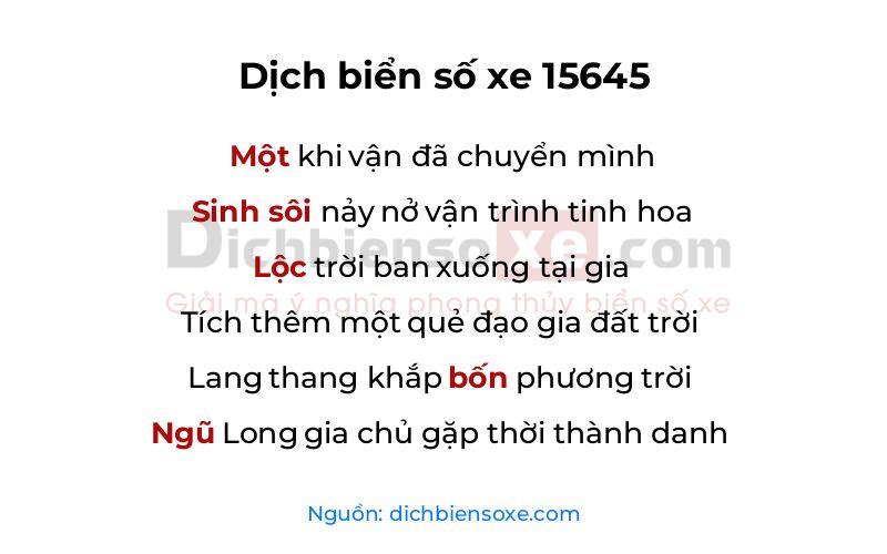 Dịch thơ biển số 15645