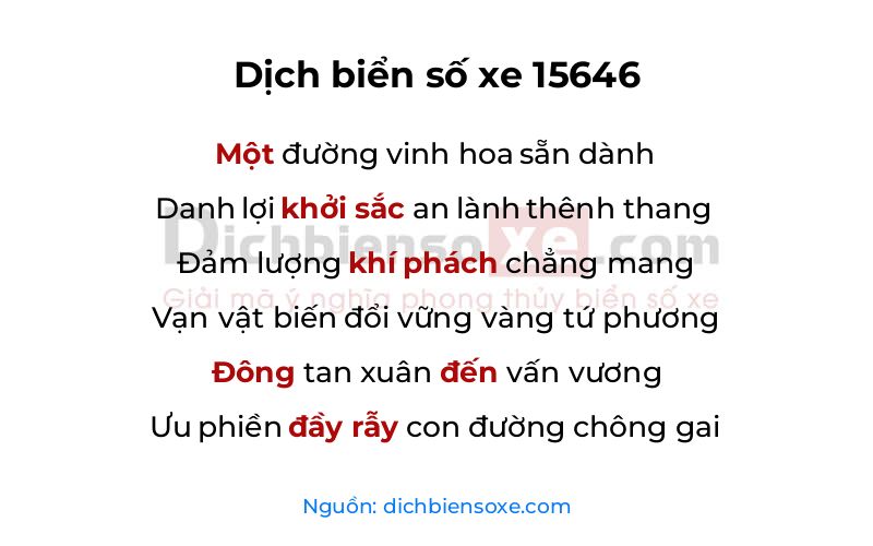 Dịch thơ biển số 15646