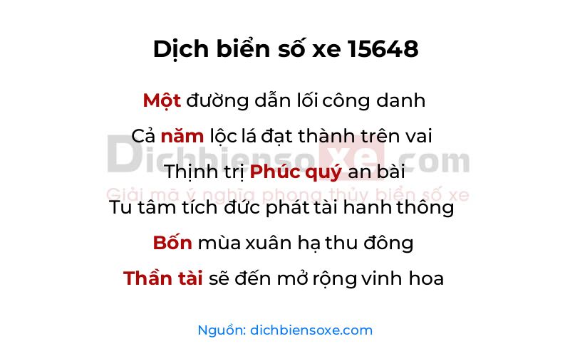 Dịch thơ biển số 15648
