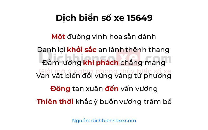 Dịch thơ biển số 15649