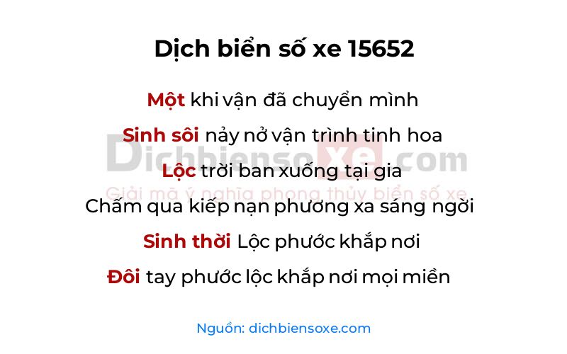 Dịch thơ biển số 15652