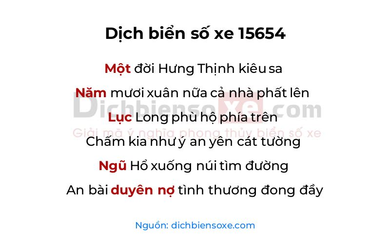 Dịch thơ biển số 15654