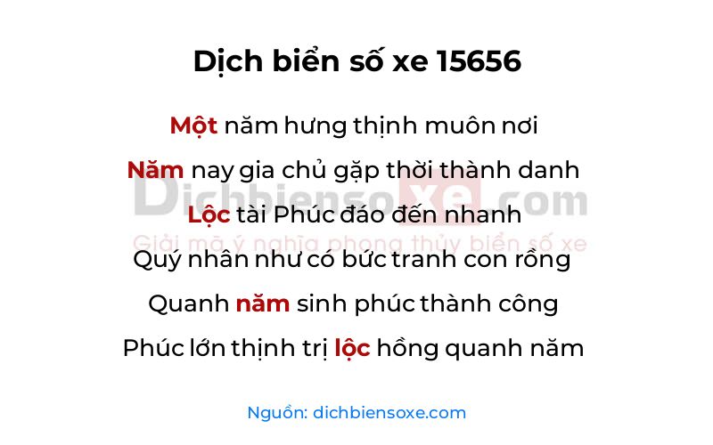 Dịch thơ biển số 15656