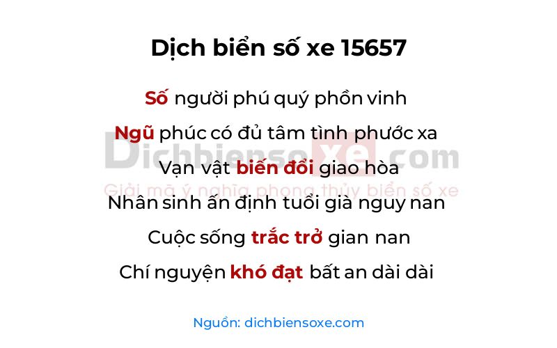 Dịch thơ biển số 15657