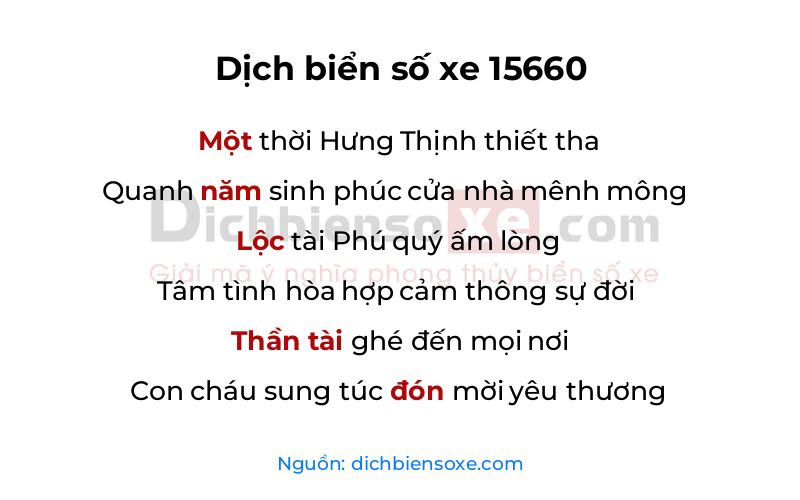 Dịch thơ biển số 15660