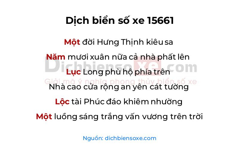 Dịch thơ biển số 15661