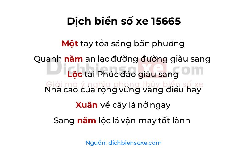 Dịch thơ biển số 15665