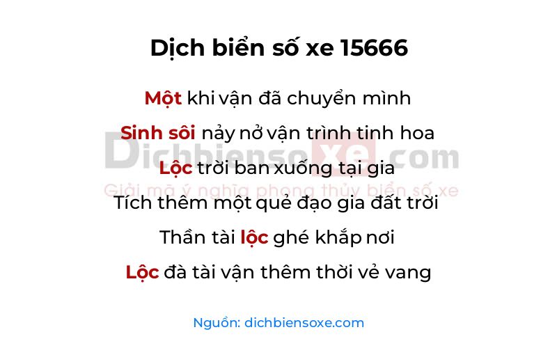 Dịch thơ biển số 15666