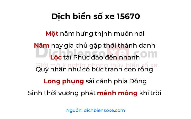 Dịch thơ biển số 15670