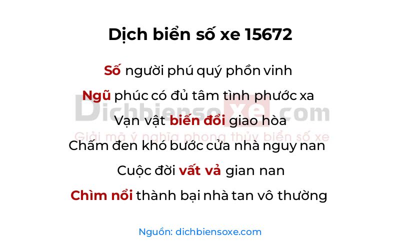 Dịch thơ biển số 15672