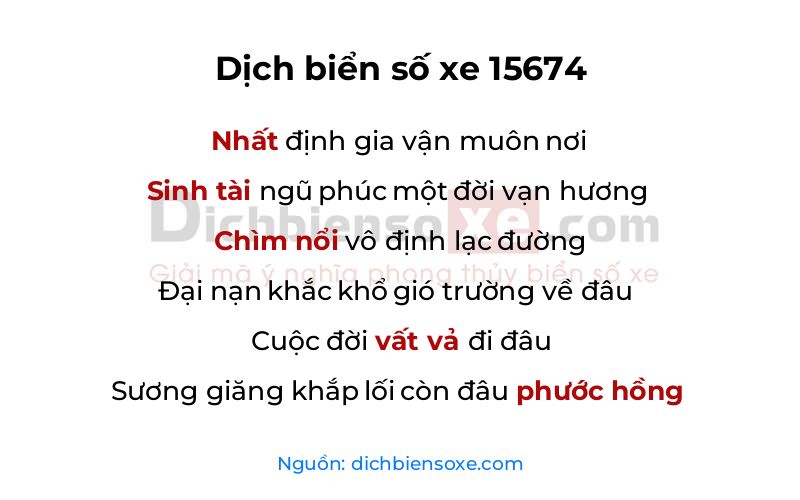 Dịch thơ biển số 15674