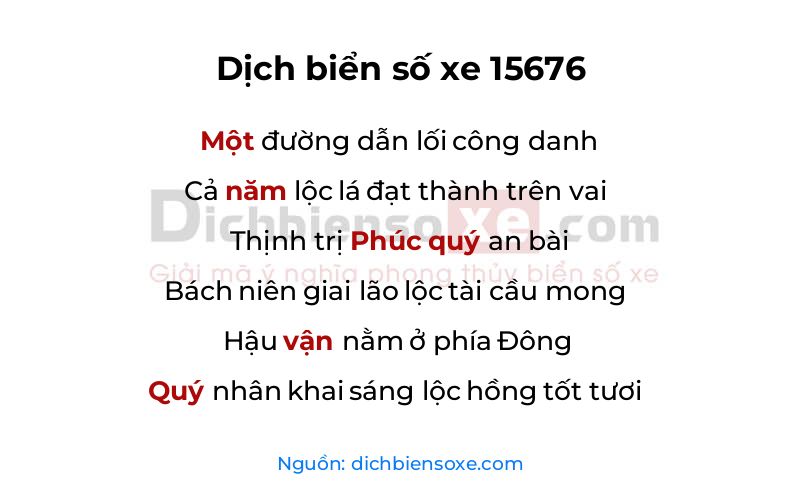 Dịch thơ biển số 15676