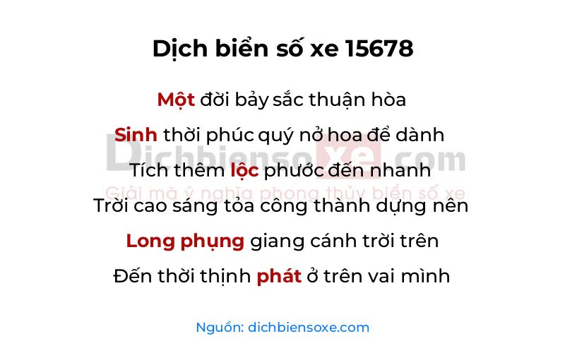 Dịch thơ biển số 15678