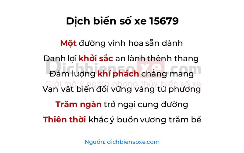 Dịch thơ biển số 15679