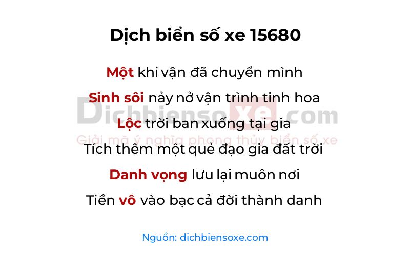 Dịch thơ biển số 15680
