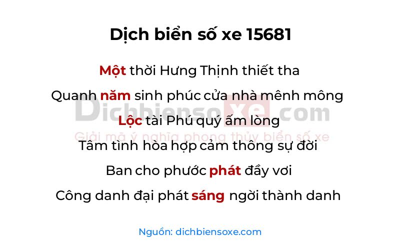 Dịch thơ biển số 15681