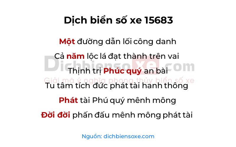 Dịch thơ biển số 15683