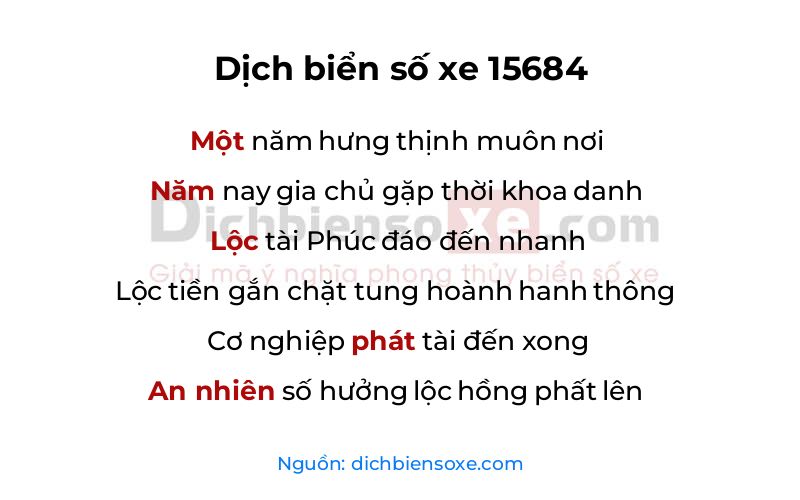 Dịch thơ biển số 15684