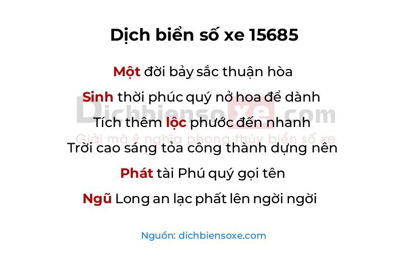 Dịch thơ biển số 15685