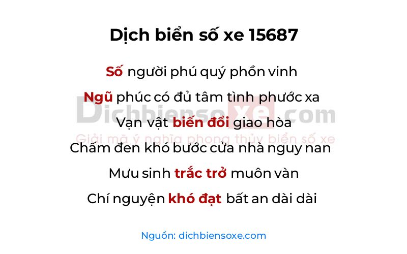 Dịch thơ biển số 15687