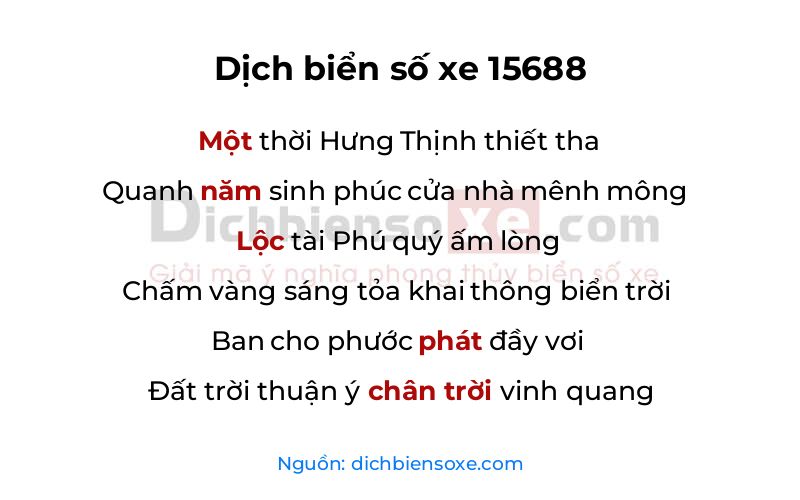 Dịch thơ biển số 15688