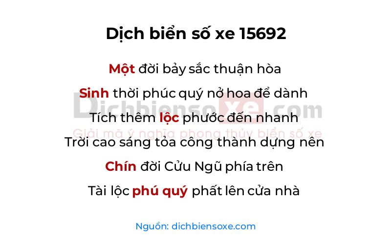 Dịch thơ biển số 15692