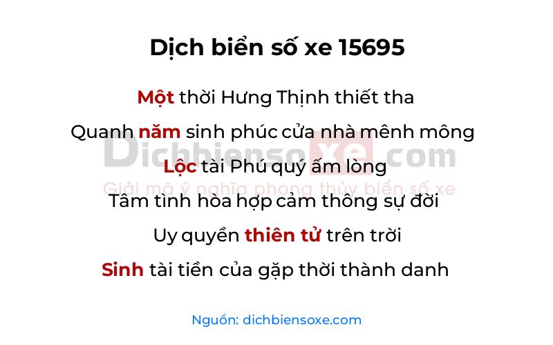 Dịch thơ biển số 15695