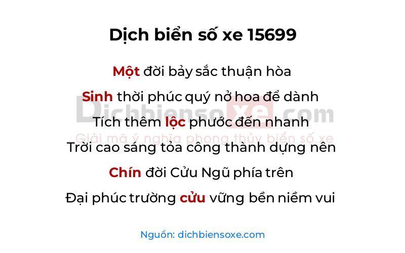 Dịch thơ biển số 15699