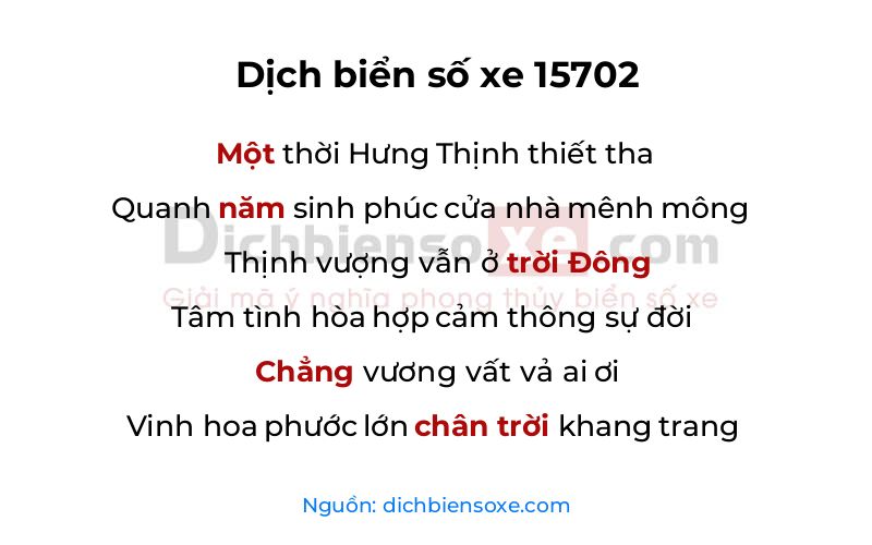 Dịch thơ biển số 15702