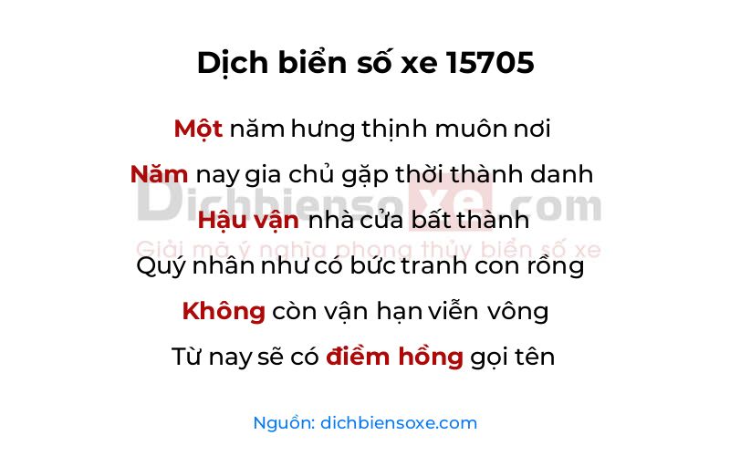 Dịch thơ biển số 15705