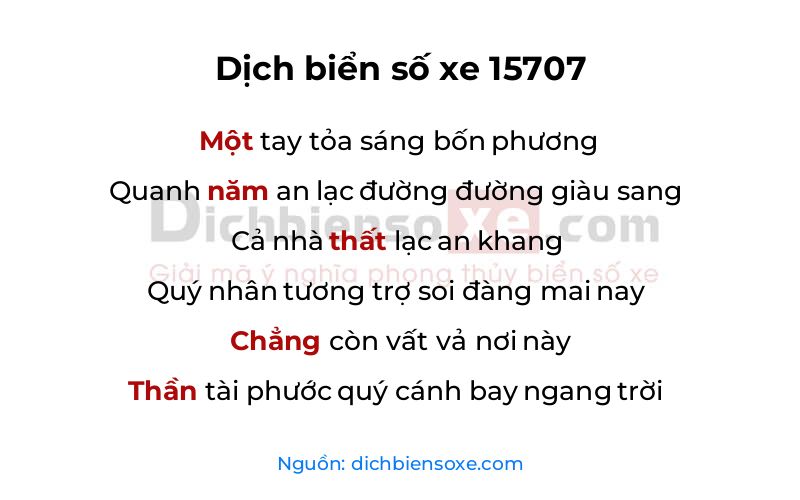 Dịch thơ biển số 15707